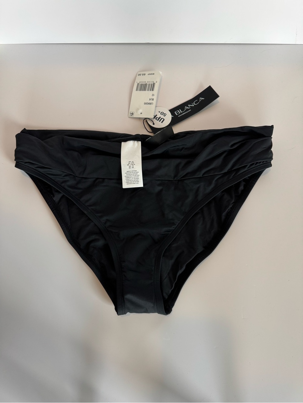 La Blanca Black Ruched Bikini Bottom NWT UPF 50+